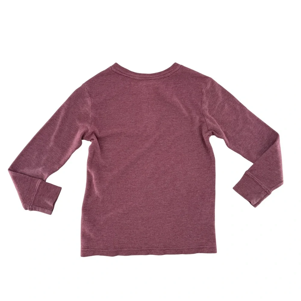 The Childrens Place Long Sleeve Waffle Knit Henley‎ Shirt Burgundy Size S 5 6